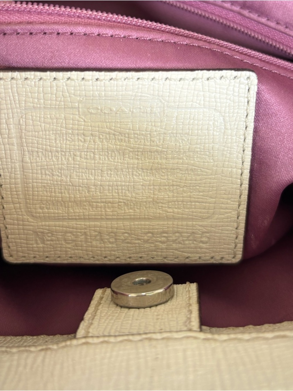 Coach Madison Caroline Satchel Cream Pebbled Leather Bag - Picture 6 of 12